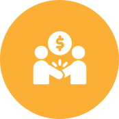 Two people handshake financial agreement icon