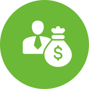 Businessman icon with money bag graphic