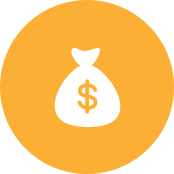 Money bag icon on orange background