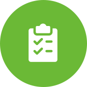 Clipboard checklist icon on green background