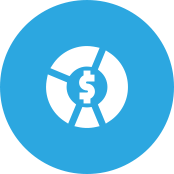 Blue financial chart icon with dollar sign